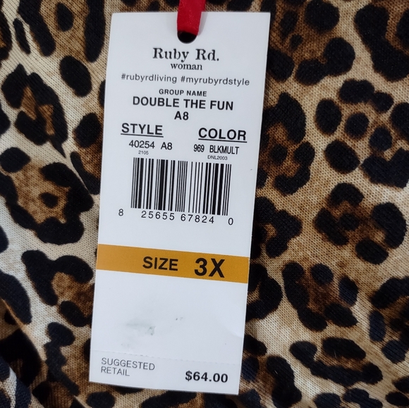 NWT Ruby Rd. Leopard Print Tunic with Black Hem 3X - Picture 3 of 8